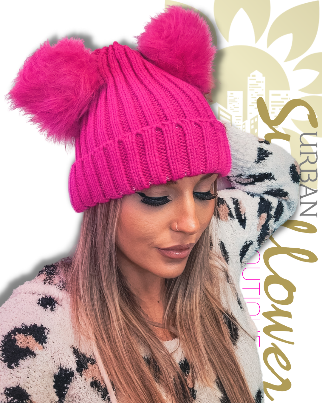So What Pink Double PomPom Beanie